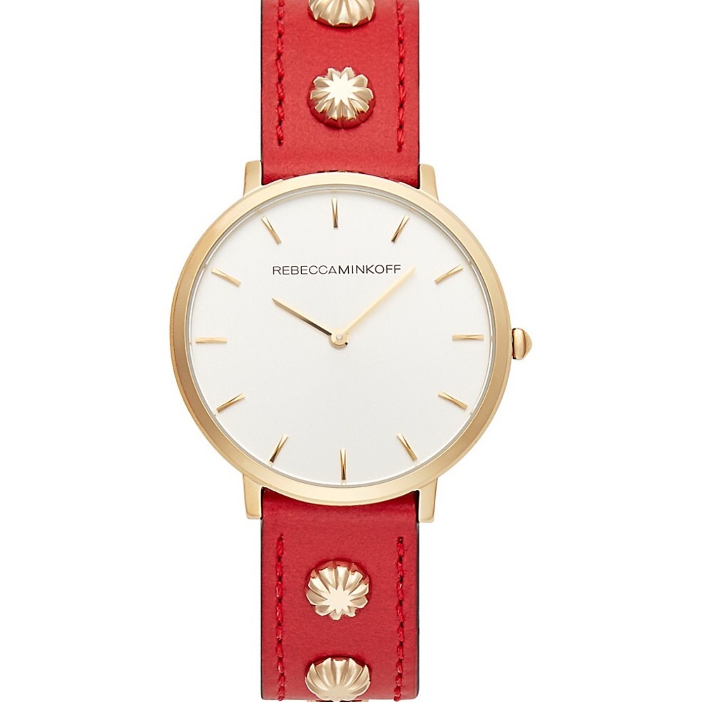 ♥️ RebeccaMinkoff®Urban Goldplated & Leather Watch